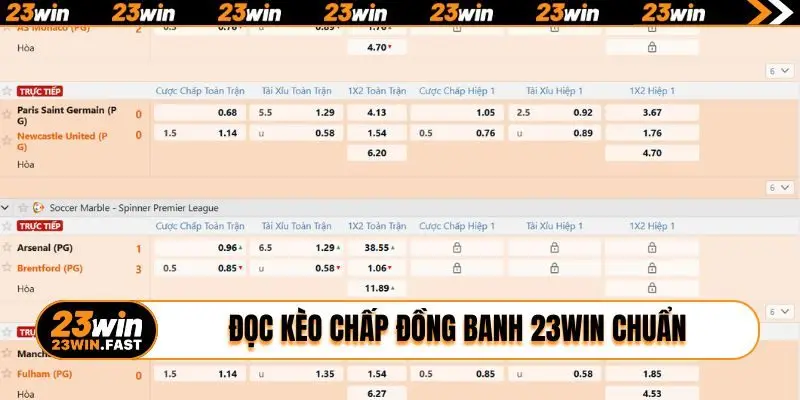 Đọc kèo chấp đồng banh 23WIN chuẩn
