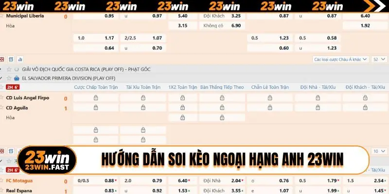 Hướng dẫn soi kèo Ngoại hạng Anh 23WIN
